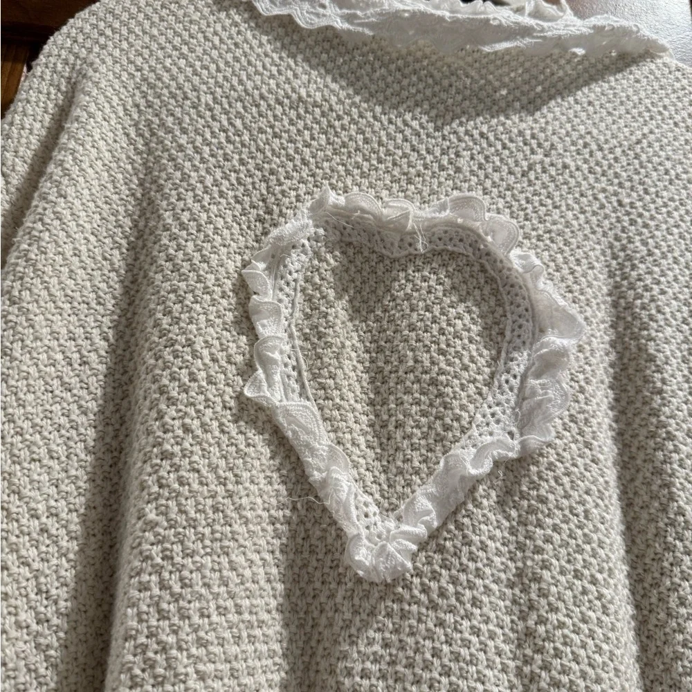POL Cream Knit Cardigan with Lace Trim - Picture 7 of 8